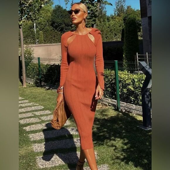 Zara Knit Cut Out Dress New - Picture 2 of 9